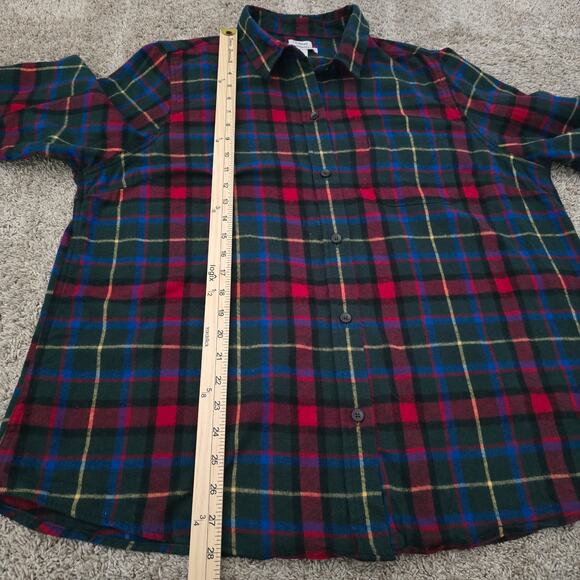 L.L.Bean Men’s Flannel Shirt Red Green Plaid Cotton XL Holiday Outdoor Layering - Picture 4 of 7